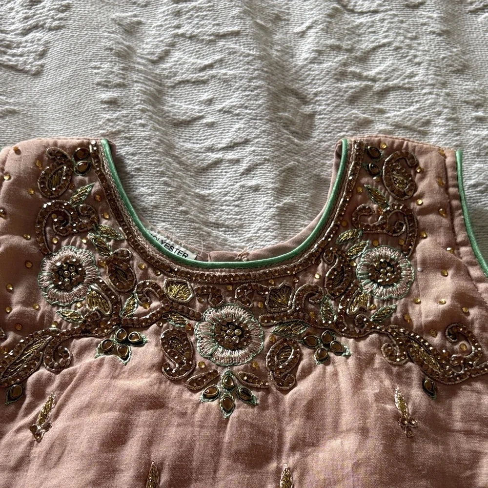 Lehenga Choli,traditional Indian Green & Gold 3pc Dress Needs Cleaning